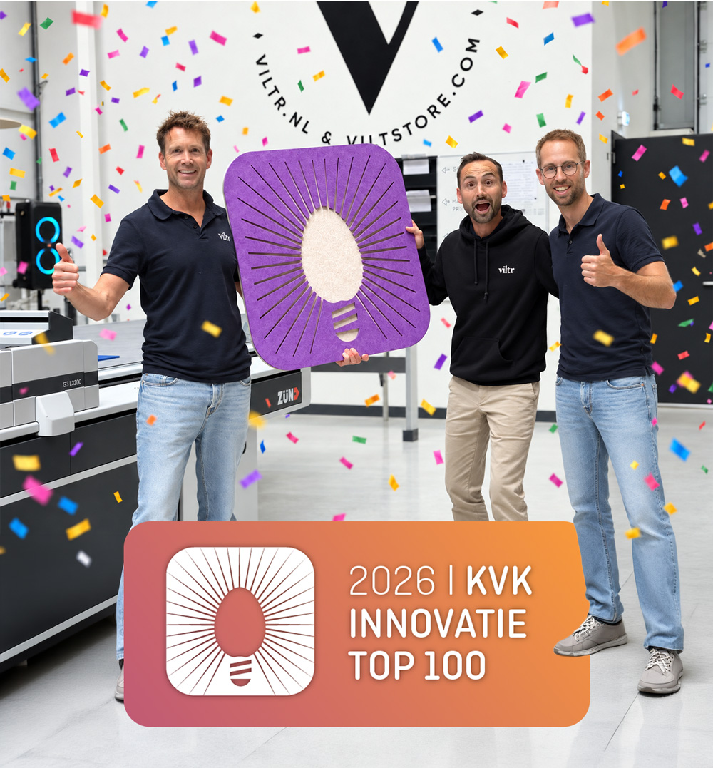 Het Viltr-team viert de plek in de KVK Innovatie Top 100